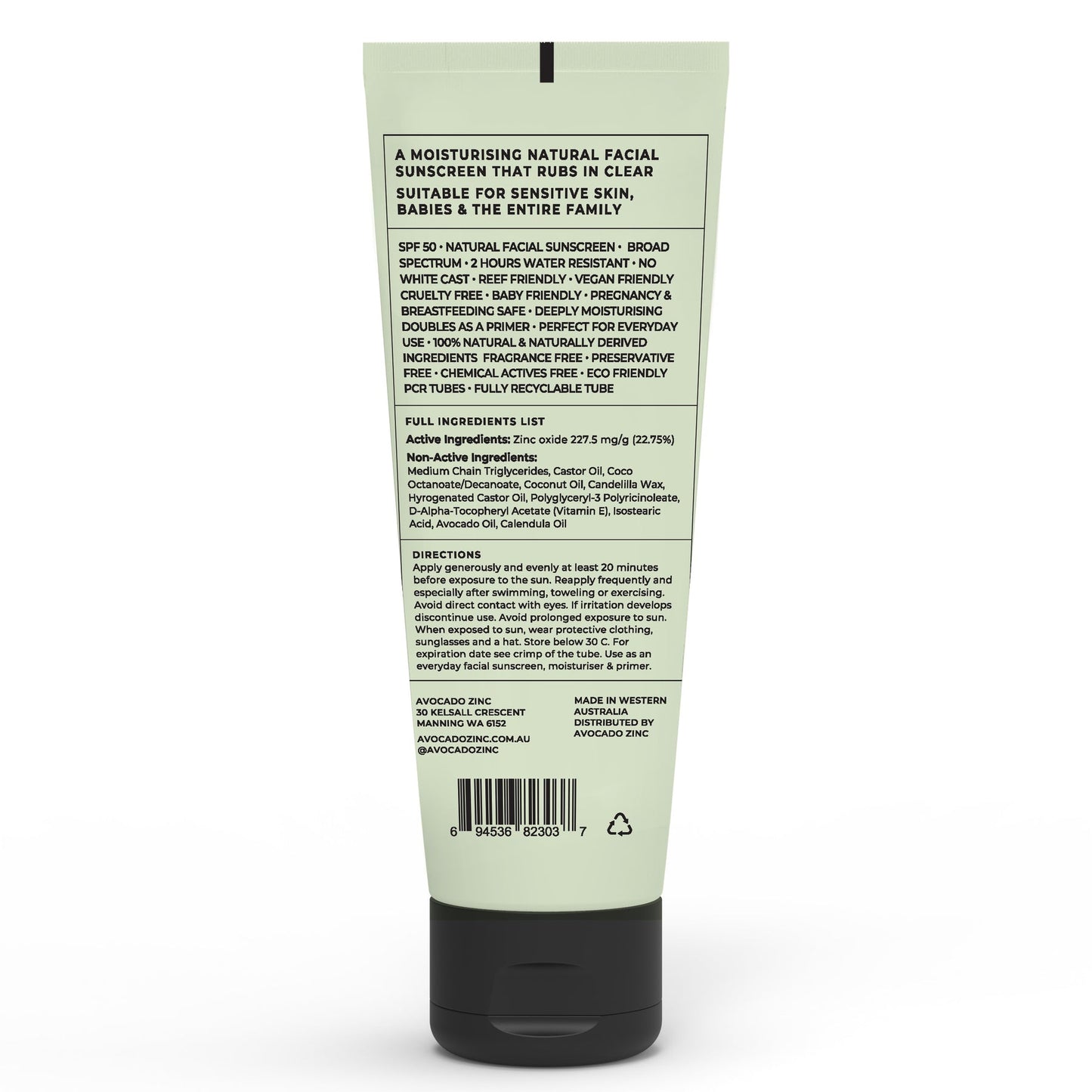 Avocado Zinc SPF 50 Natural Physical Sunscreen 100ml