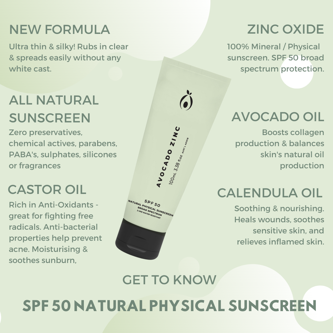 Avocado Zinc SPF 50 Natural Physical Sunscreen 100ml